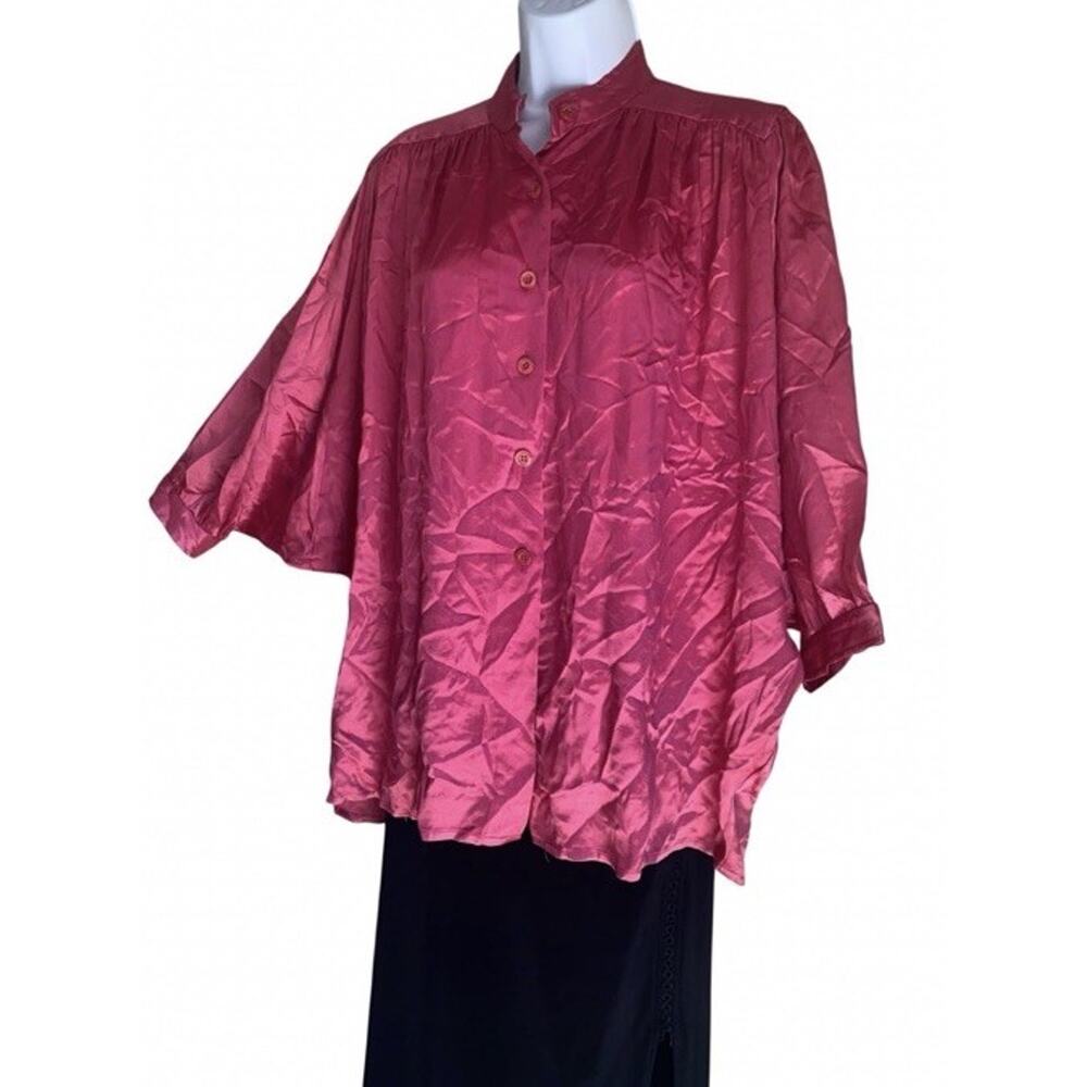 Kisses By Climax Women's Plus Size 3X Pink Batwing Butterfly Sleeves Silky Soft